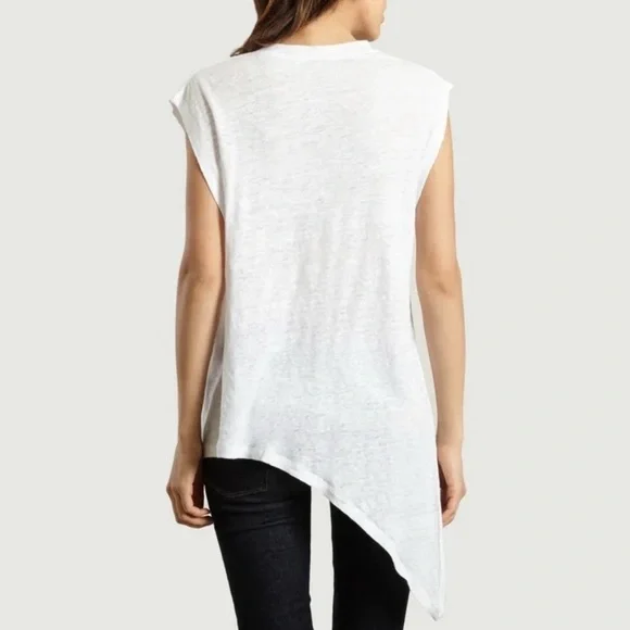 IRO White Karami Asymmetrical Lace Up Slub Linen Tank - Picture 4 of 9